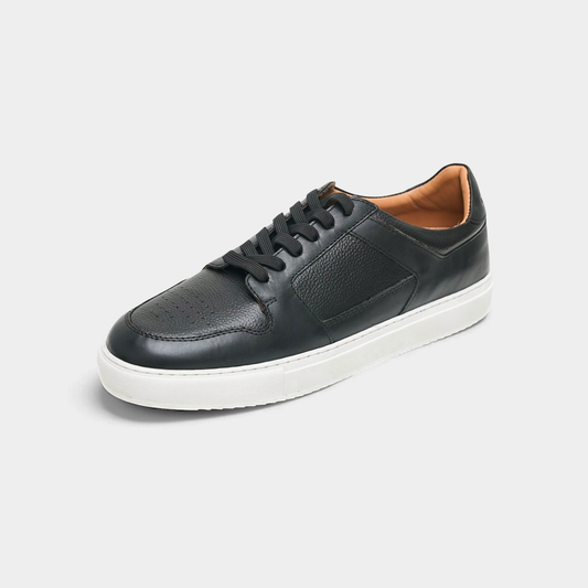 Men's Black Leather Low Top Sneakers – FT05-0731
