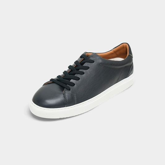 Men's Dark Navy Leather Low Top Sneakers – FT05-0716