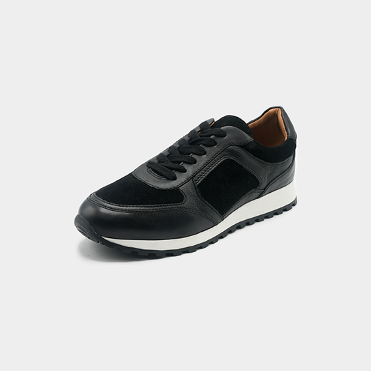 Men's Black Leather Casual Sneakers - FT05-0703