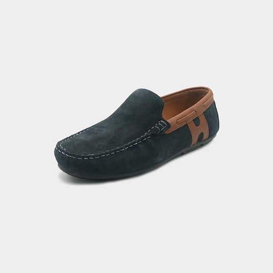 Men’s Navy Suede Leather Moccasin Loafers – FT03-1177