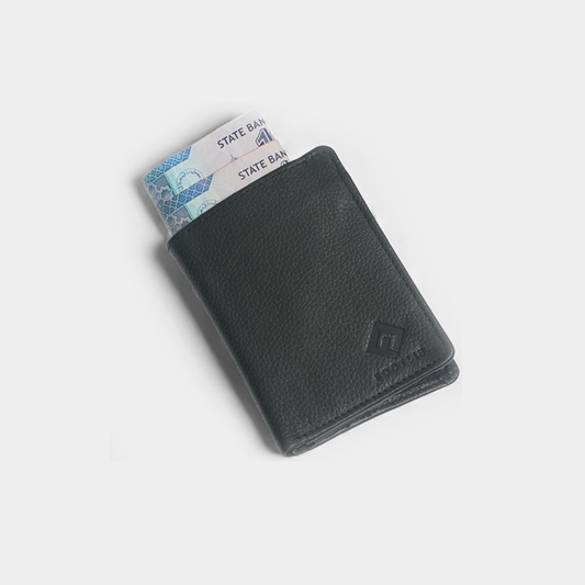 Men’s Premium Leather Bi-Fold Wallet – Black– with ID Window & Multi Card Slots