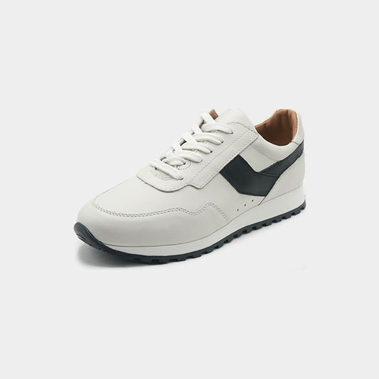 Men's Black White Suede & Leather Sneakers - FT05-0704