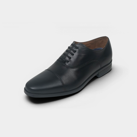 Men's Black Leather Plain Toe Oxford Shoes – FT07-0403