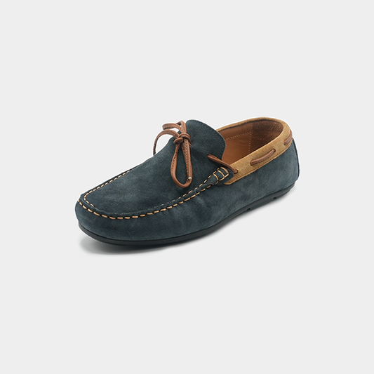 Men’s Navy Suede Leather Moccasin Loafers – FT03-1176