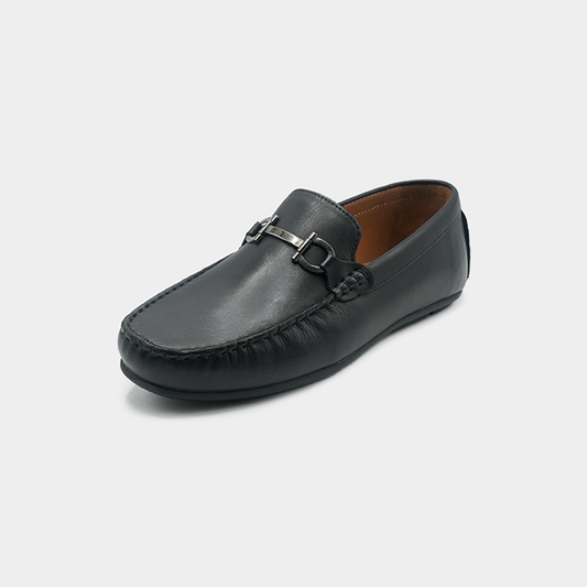Men’s Black Leather Horsebit Loafers – FT03-1234
