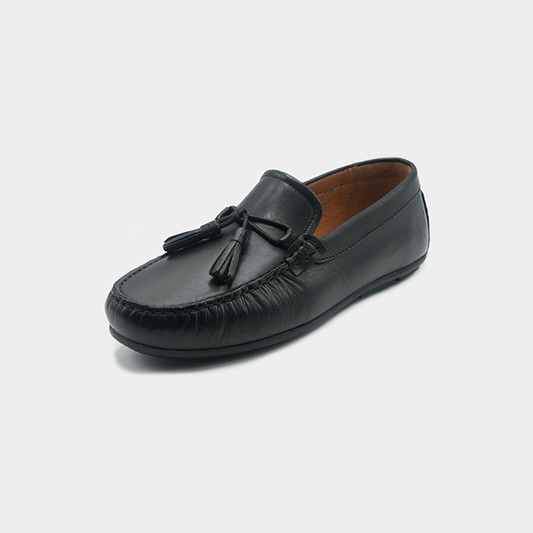 Men’s Black Leather Tassel Moccasin Loafers – FT03-0206