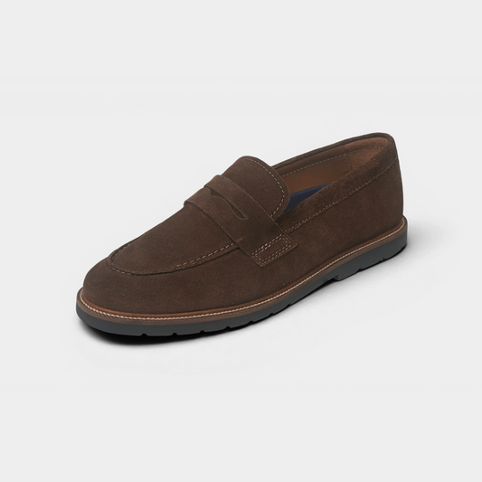 Men's Brown Suede Leather Venetian Loafers - FT04-K0303