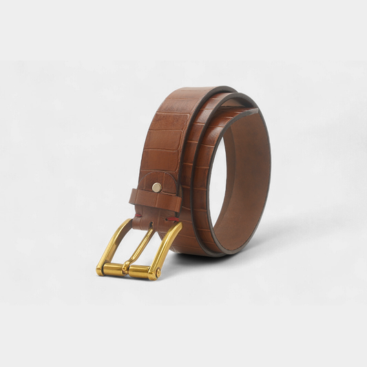 Croco Hand Finished Tan Genuine Leather Belt – FTB-CHF