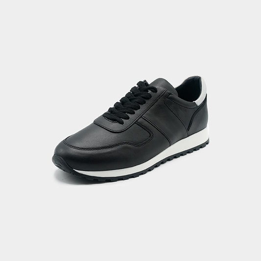 Men's Black Leather Casual Sneakers - FT05-1032