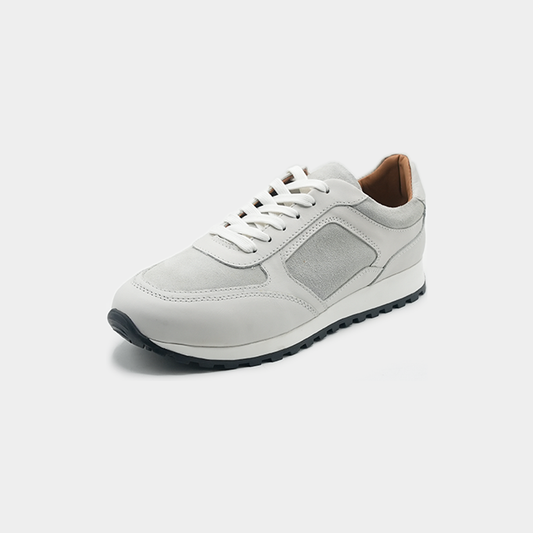 Men's White Leather Casual Sneakers - FT05-0703