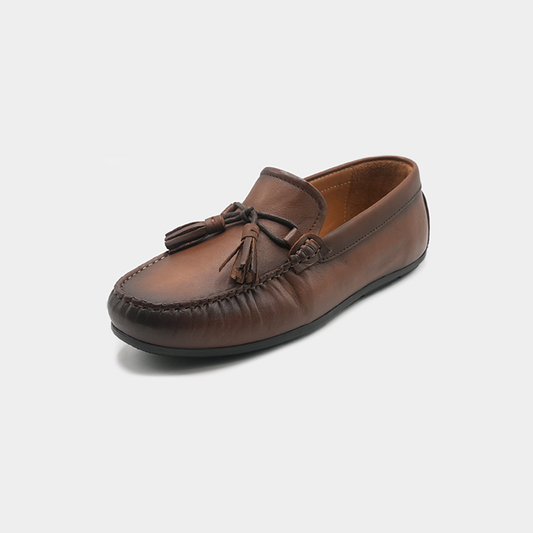 Men’s Brown Leather Tassel Moccasin Loafers – FT03-0206