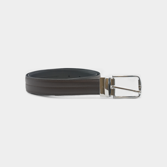 Premium Chocolate "2-in-1" Reversible Leather Belt – Black Buckle