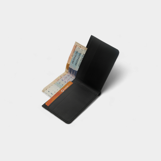 Dual-Tone Soft Genuine Black Leather Wallet