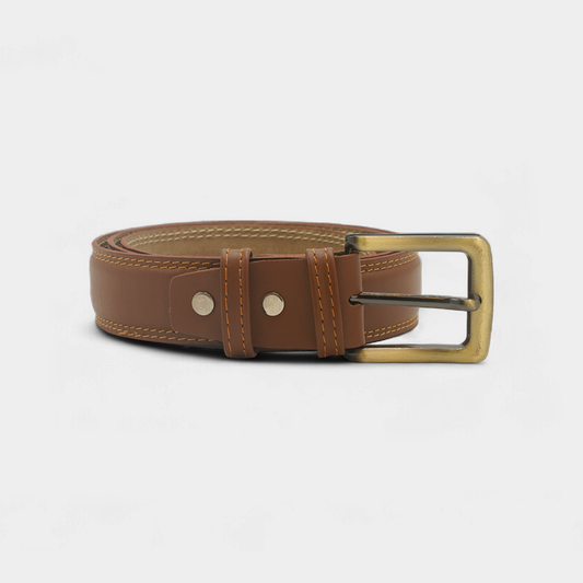 Classic Brown Stitched Genuine Leather Belt – FTB-GL3