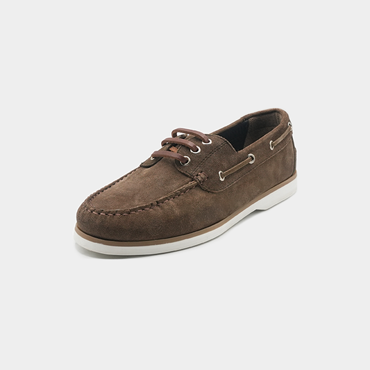 Men's Chocolate Sued Leather Boat Shoe - FT04-0301