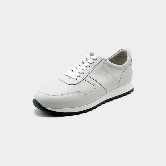 Men's White Leather Casual Sneakers - FT05-1032