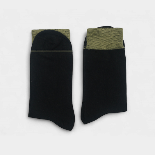 Men’s Black Socks with Sage Green Cuff – FTS02