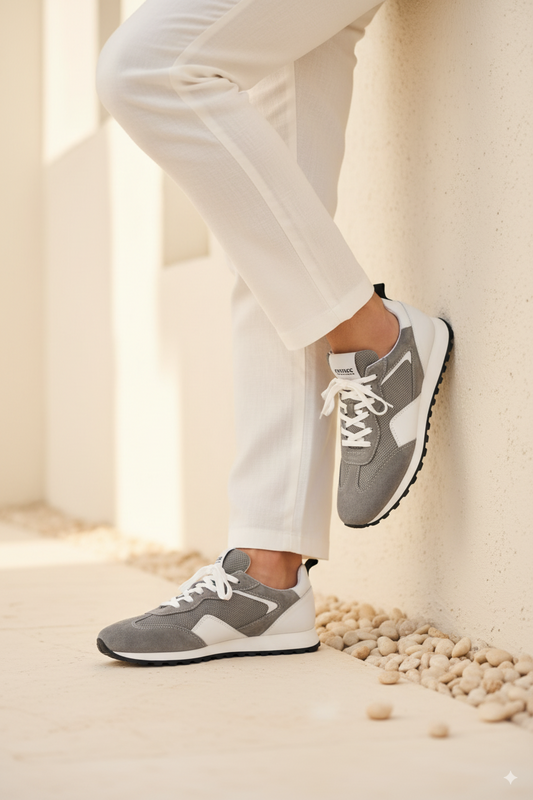 Men's Grey Suede Mesh Sneakers - FT05-0585