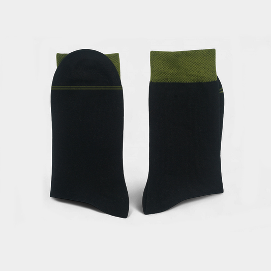 Men’s Black Socks with Dark Green Cuff – FTS02