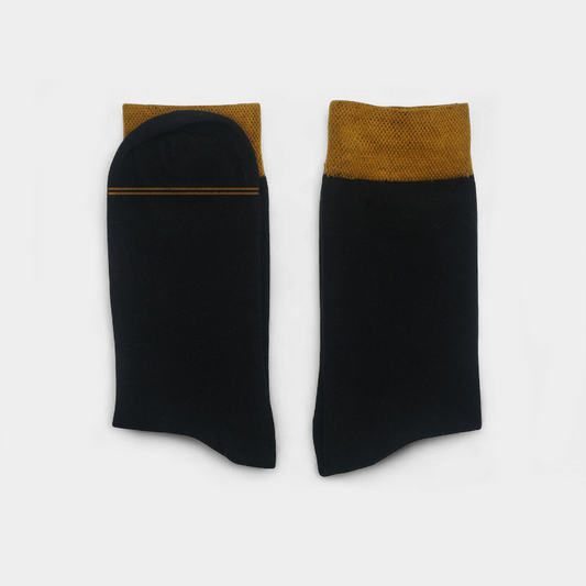 Men’s Black Socks with Gold Cuff – FTS02