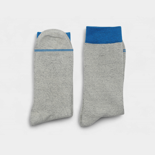 Men's Light Grey Socks With Blue Aster Cuff - FTS01