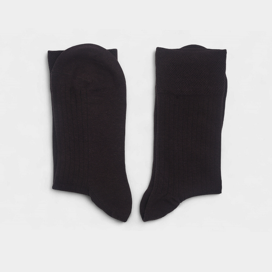Men's Brown Ribbed Dress Socks - FTS03