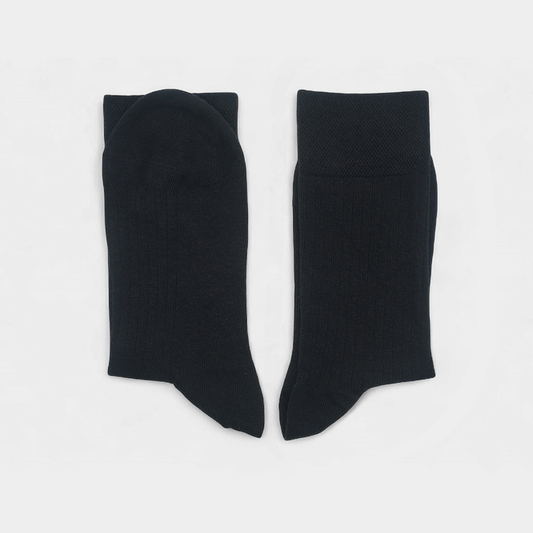 Men's Dark Grey Ribbed Dress Socks - FTS03