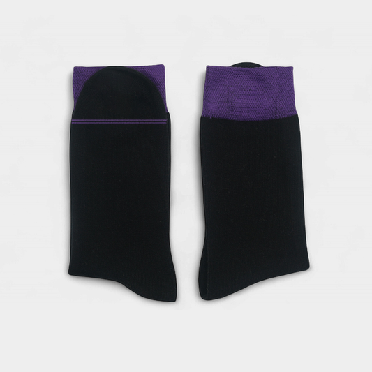 Men’s Black Socks with Purple Cuff – FTS02