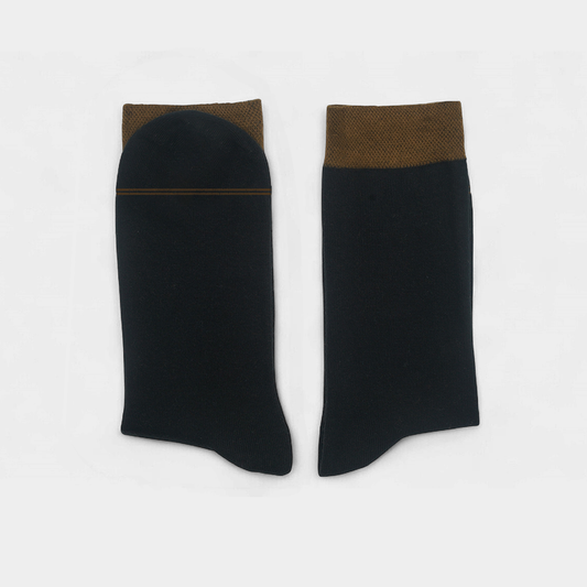 Men’s Black Socks with Brown Cuff – FTS02