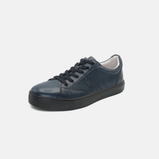 Men's Navy Leather Casual Sneakers - FT05-1412