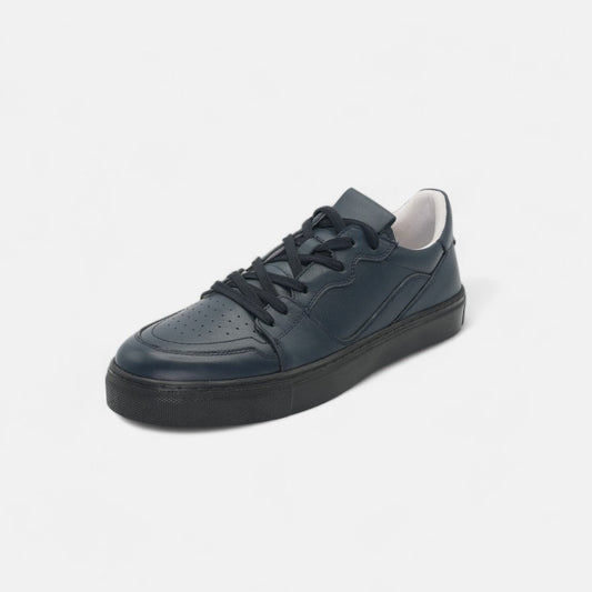 Men's Navy Suede Leather Sneakers - FT05-0581
