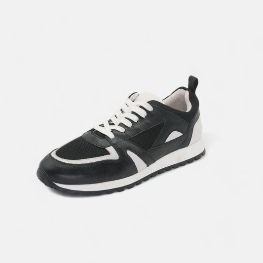 Men's Black Leather Sneakers - FT05-0583