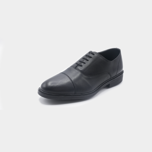 Men’s Black Leather Cap-Toe Oxford Shoes – FT07-1189
