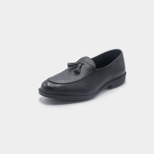 Men’s Black Leather Tassel Loafers – FT07-1188