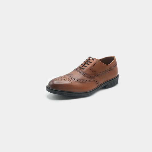 Men’s Tan Leather Brogue Oxford Shoes – FT07-1050