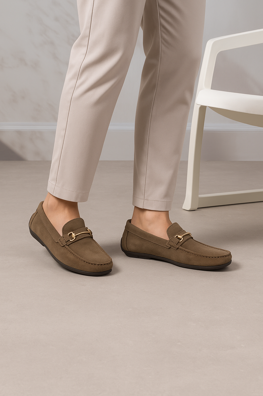 Men’s Chocolate Suede Leather Horsebit Loafers – FT03-0987