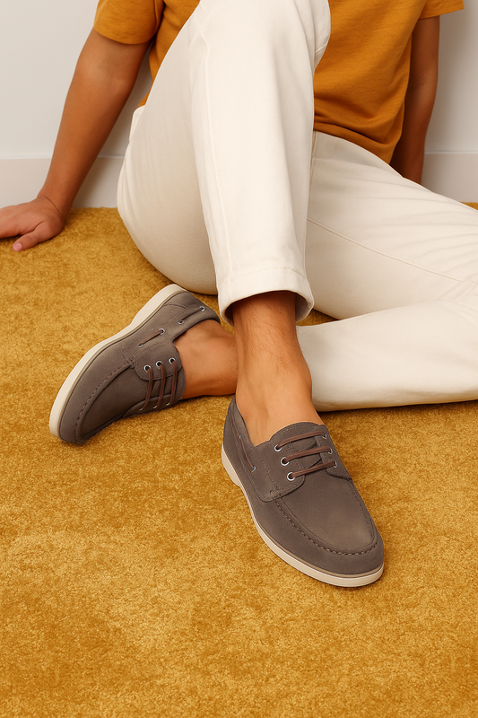 Men's Chocolate Sued Leather Boat Shoe - FT04-0301