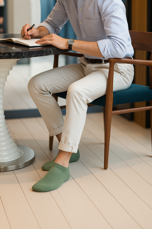 Unisex Plain Jasmine Green Sneaker Socks – FTS04