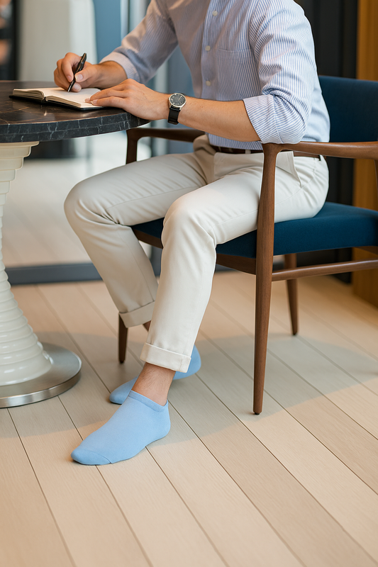 Unisex Plain Prision Blue Sneaker Socks – FTS04