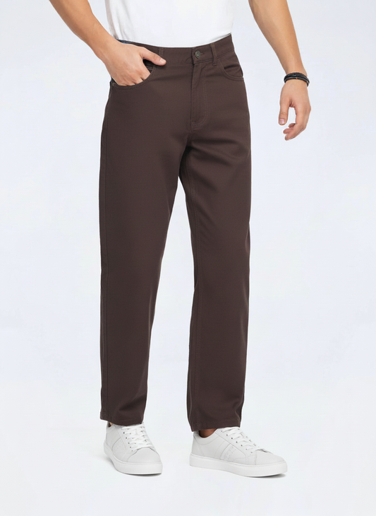 Men’s Brown Stretch Twill Chinos – FTT-7575-0925