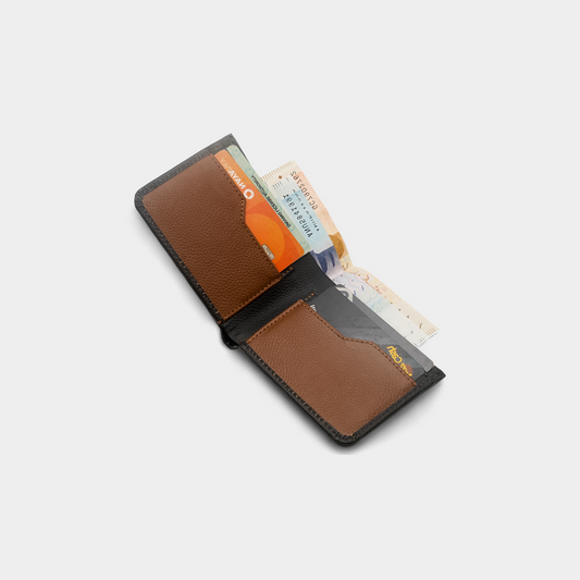Classic Textured Genuine Black Leather Bi-Fold Wallet