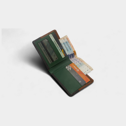 Dual-Tone Genuine Tan Leather Bi-Fold Wallet
