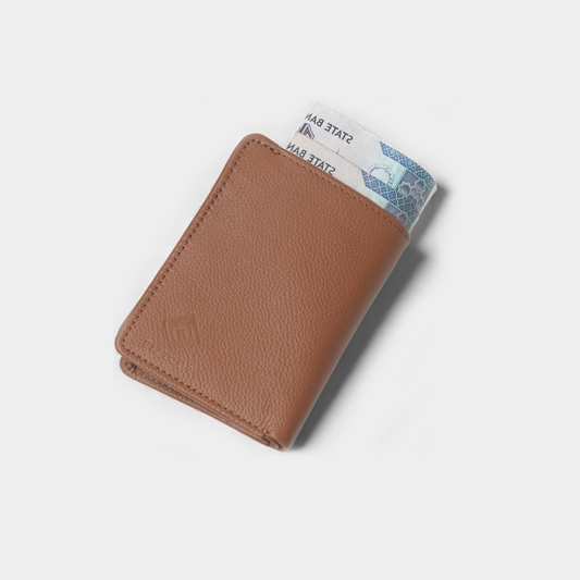Men’s Premium Leather Bi-Fold Wallet – Tan – with ID Window & Multi Card Slots