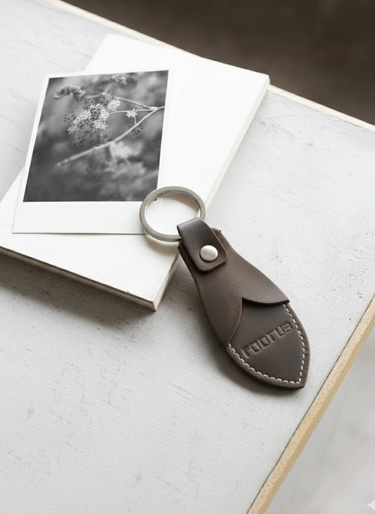 Handmade Dark Brown Leather Keychain