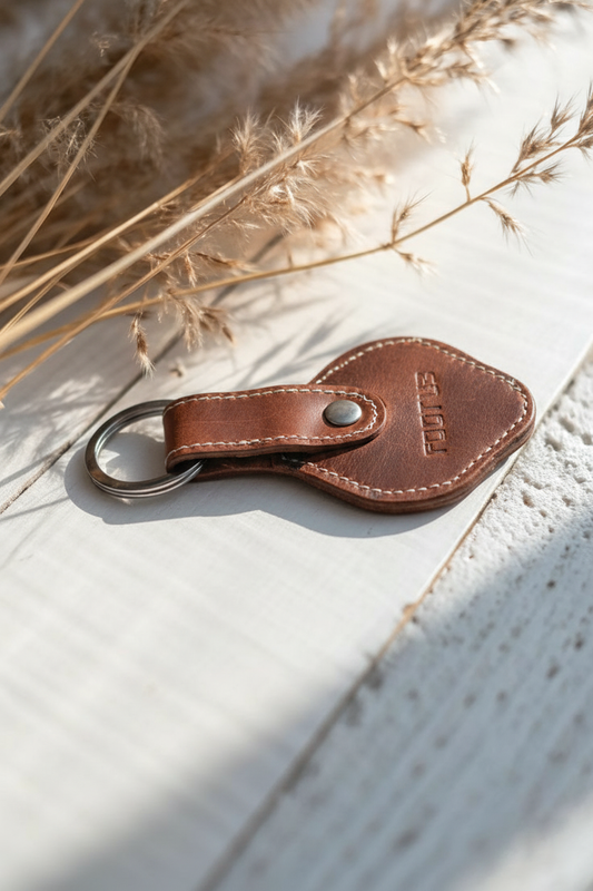 Handmade Brown Leather Keychain