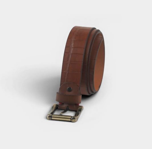 Croco Hand Finished Tan Genuine Leather Belt – FTB-CHF