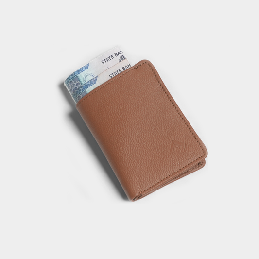 Men’s Premium Leather Bi-Fold Wallet – Tan – with ID Window & Multi Card Slots