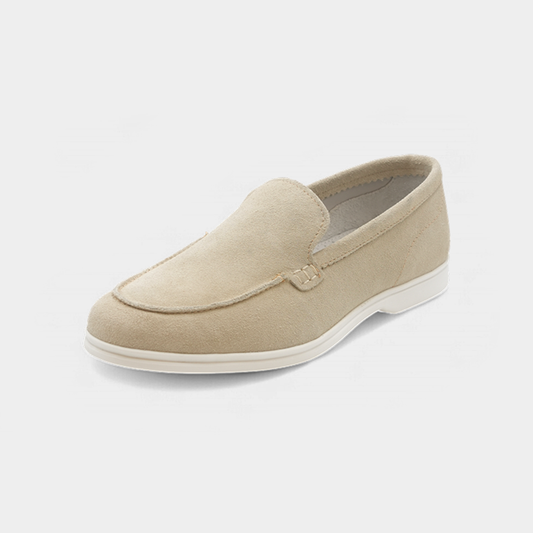 Men's Cream Suede Leather Venetian Loafers - FT04-0831