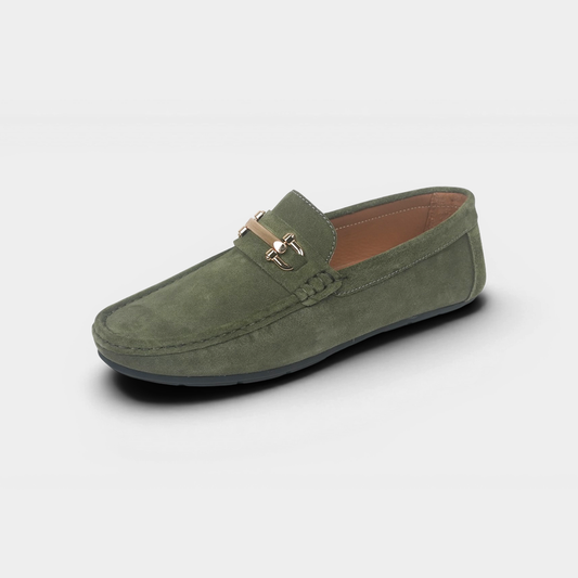 Men’s Olive Suede Leather Horsebit Moccasins – FT03-001