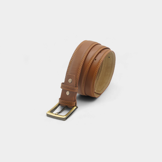 Classic Brown Stitched Genuine Leather Belt – FTB-GL3